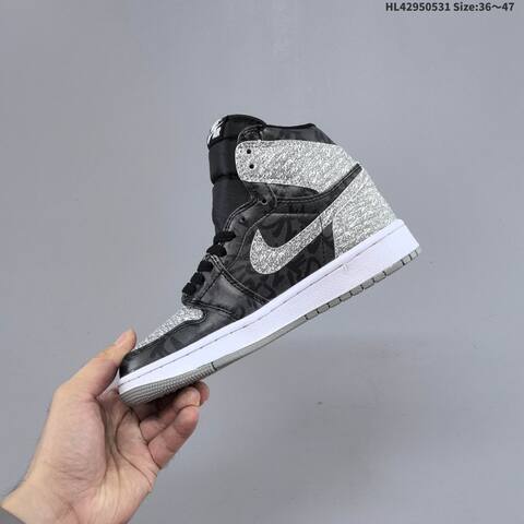Jordan Air Jordan 1 Retro High OG Black White Gray Purple 36 47 Casual - Unisex (BS-65835)