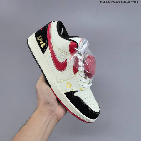 Jordan Air Jordan 1 Low White Black Red EU 36-45 Casual - Unisex (BS-67079)