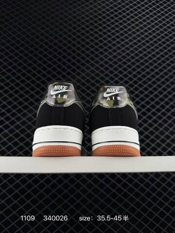 Nike Air Force 1 07 Black White Camouflage Orange 35 5-45 5 Casual - Unisex (BS-74287)