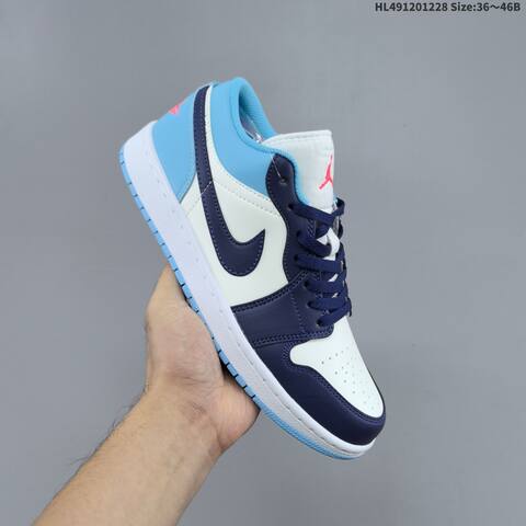 Jordan Air Jordan 1 Low White Navy Blue Light Blue 36 46 Basketball - Unisex (BS-67217)