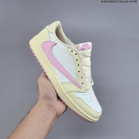 Nike Air Jordan 1 Low Travis Scott Cream White Pink Light Beige 36 47 5 Lifestyle - Unisex (BS-66936)