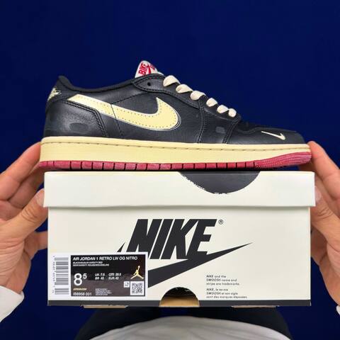 Jordan Air Jordan 1 Retro Low OG Nigel Sylvester IB8958 001 Black Pale Yellow Red US 8 5 UK 7 5 EUR 42 Sneaker - Men s BS-87161