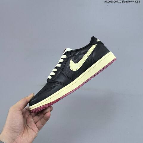 Jordan Nigel Sylvester x Air Jordan 1 Low OG SP Better With Time Black Sail Burgundy EU 40-47 5 Lifestyle - Men's (BS-66258)