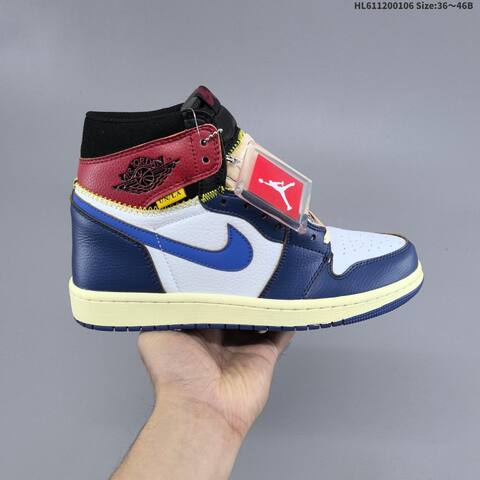 Jordan Air Jordan 1 Retro High Blue White Black Burgundy 36 46B Lifestyle - Women's (BS-67086)