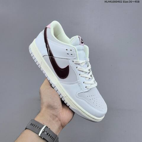 Nike SB Dunk Low White Light Grey Pink Burgundy EU 36-45 Skate Shoe - Unisex (BS-60975)