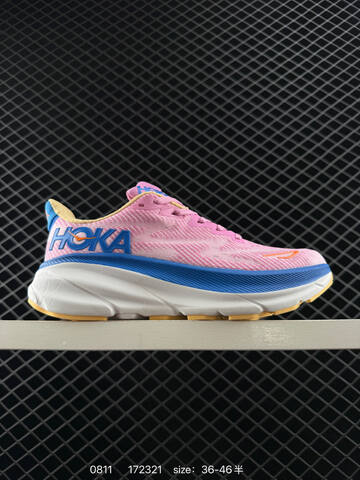 HOKA ONE ONE Clifton 9 Light Blue White Orange Green EU 36-46 Running Shoe Running Sneakers - Unisex (BS-86497)