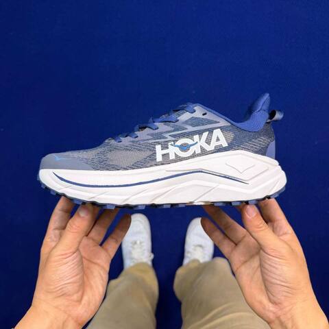 HOKA Challenger 8 Grey Navy Cream Blue Running Shoe Running Sneakers (BS-86844)