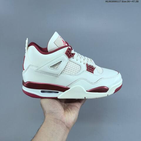 Jordan Air Jordan 4 Retro White White-sierra Red 36 47 5 Basketball - Unisex (BS-66941)