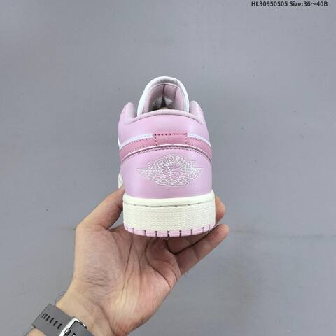 Nike Air Jordan 1 Low Pink And White 36 40B Casual - Women's (BS-66029)