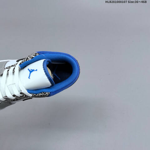 Nike Air Jordan 1 Low White Gray Blue Black 36 46B Casual - Women's (BS-67063)