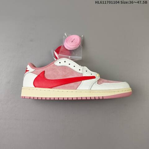 Jordan Air Jordan 1 Low x Travis Scott Pink White Red EU 36-47 5 Casual - Unisex (BS-63922)