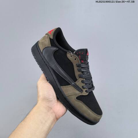 Nike Air Jordan 1 Low Olive Grey Black Red 36 47 5 Casual - Unisex (BS-66905)