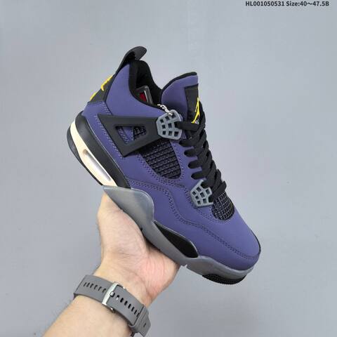 Jordan Air Jordan 4 Retro OG Imperial Purple Black Grey Yellow EU 40-47 5 Basketball - Men's (BS-65837)