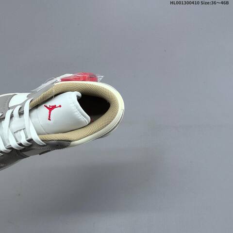 Jordan Air Jordan 1 Low Sail Grey White Red 36 46 Casual - Unisex (BS-66257)