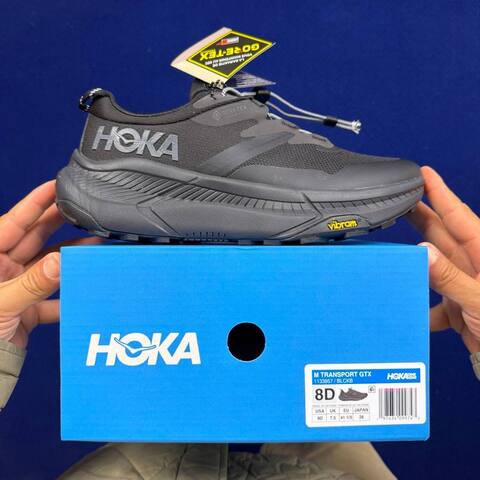 HOKA ONE ONE Transport GTX Black Dark Grey Trail Shoe Trail Running Sneakers (BS-86835)