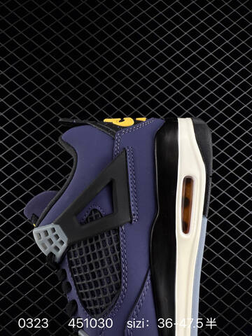 Jordan Air Jordan 4 Retro Dark Purple Black White Yellow Grey EU 36-47 5 Basketball Shoe - Unisex BS-79622