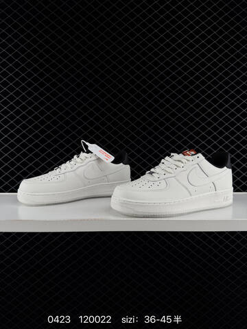Nike Air Force 1 Low Sail White With Black Heel Accents Transparent Outsole NBA Themed Details EU 36-45 Half Sizes Available Lifestyle - Unisex (BS-71912)