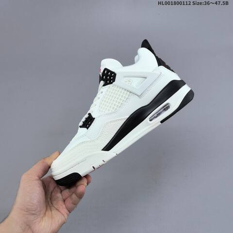 Jordan Air Jordan 4 Retro White Black Red 36 47 5 Basketball - Unisex (BS-67001)