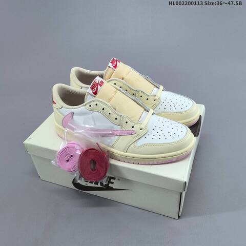 Nike Air Jordan 1 Low Travis Scott Cream White Pink 36 47 5 Lifestyle - Unisex (BS-66989)