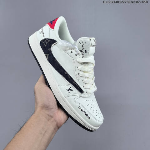 Nike Air Jordan 1 Low White Black Red With Monogram Print EU 36-45 Lifestyle - Unisex (BS-67235)