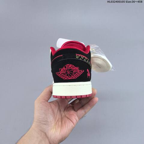 Nike Air Jordan 1 Low Red White Black 36 45B Lifestyle - Women's (BS-67109)
