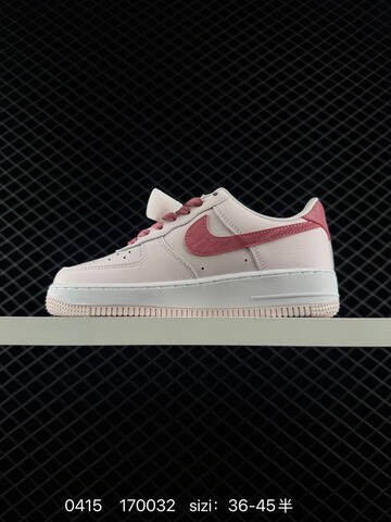 Nike Air Force 1 07 Light Pink With Berry Pink Swoosh Laces And Heel Accents White Midsole EU 36-45 Half Sizes Available Lifestyle - Unisex (BS-72084)