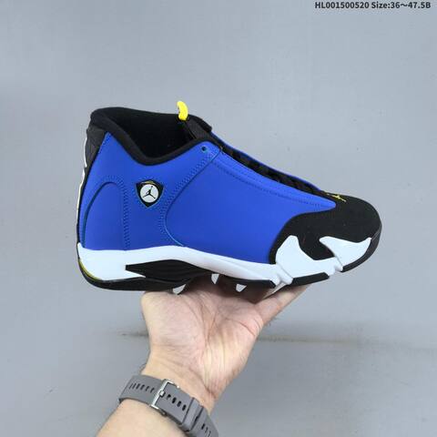 Jordan Air Jordan 14 Retro OG Laney Blue Black White With Yellow Accents 36 47 5 Basketball - Unisex (BS-65911)