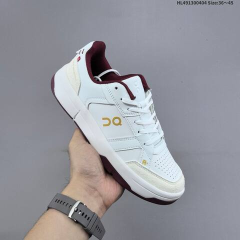On The Roger Centre Court White Burgundy Gold EU 36-45 Sneaker Casual Sneakers - Unisex (BS-69642)