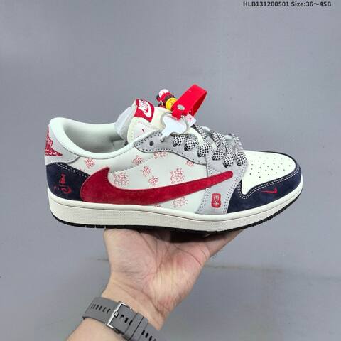 Jordan Air Jordan 1 Low Sail Light Grey Navy Red EU 36-45 Basketball - Unisex (BS-66055)