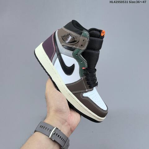 Jordan Air Jordan 1 Retro High OG Black White Gray Purple 36 47 Casual - Unisex (BS-65835)