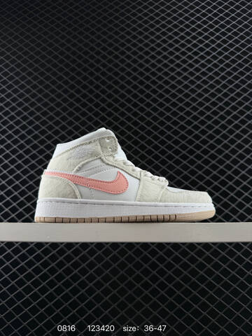 Jordan Air Jordan 1 Mid White Light Beige Pink Tan EU 36-47 Sneaker - Unisex BS-80902