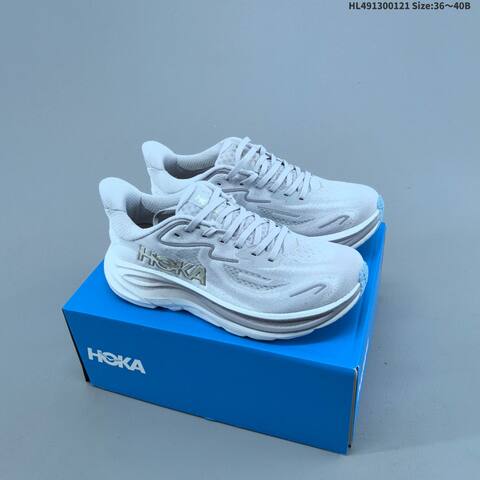 HOKA Clifton 10 Off White Burgundy Yellow Teal EU 36-40 Running Shoe Running Sneakers - Unisex (BS-69397)