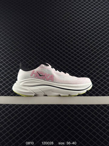 HOKA ONE ONE Clifton 10 Light Pink White Black Yellow EU 36-40 Running Shoe Running Sneakers - Unisex (BS-86501)