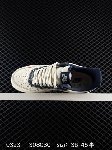 Nike Air Force 1 Low White Navy Monogram 36-45 Lifestyle - Unisex (BS-72501)