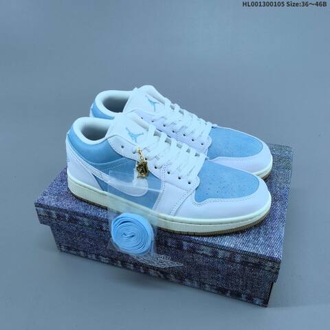 Jordan Air Jordan 1 Low Worn Blue White Light Blue 36 46B Basketball - Women's (BS-67102)