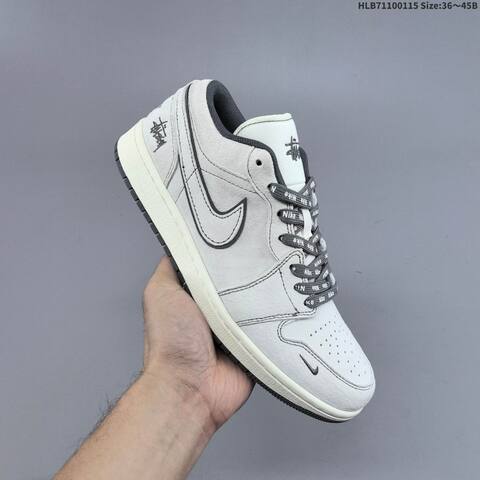 Nike Air Jordan 1 Low White Light Grey Black EU 36 45 Basketball - Unisex (BS-66964)