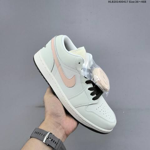 Jordan Air Jordan 1 Low White Gray Pink 36 46B Lifestyle - Women s BS-66147