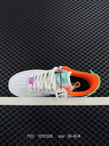Nike Air Force 1 Low White Black With Neon Green Orange Blue And Purple Accents EU 36-45 Casual - Unisex (BS-74042)