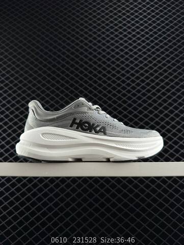 HOKA Bondi 9 Grey White Black EU 36-46 Running Shoe Running Sneakers - Unisex (BS-86609)