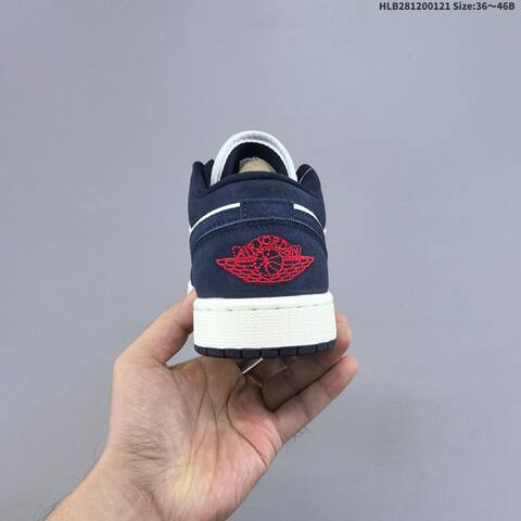 Jordan Air Jordan 1 Low Obsidian Suede Navy White Yellow 36 46B Casual - Women's (BS-66891)