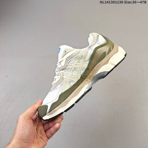 ASICS Gel-NYC White Silver Olive Green Cream EU 36-47 Running Shoe Running Sneakers - Unisex (BS-69207)