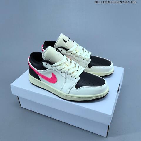 Nike Air Jordan 1 Low OG White Black Pink 36 46B Lifestyle - Women's (BS-66988)