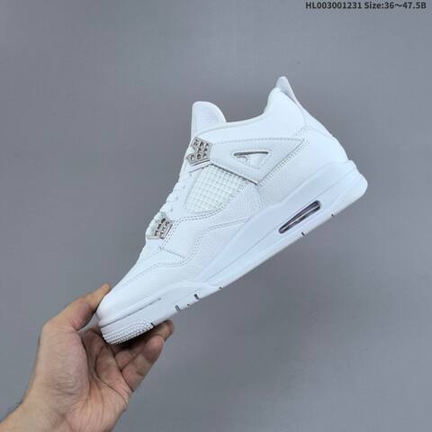 Jordan Air Jordan 4 Retro White Metallic Silver 36 47 5 Basketball - Unisex (BS-67164)