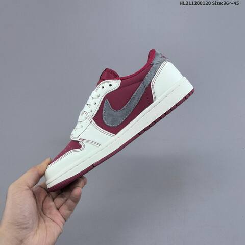 Nike Air Jordan 1 Burgundy White Gray Black 36 45 Lifestyle - Unisex (BS-66917)