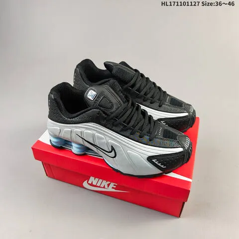 Nike Shox R4 black white light blue EU 36-46 running shoe