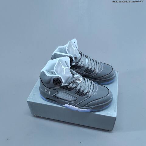 Jordan Air Jordan 5 Retro Wolf Grey White 40 47 Basketball - Men's (BS-65833)