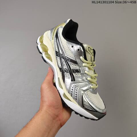 ASICS GEL-KAYANO 14 Silver Off White Black Pale Yellow EU 36-45 Running Shoe Running Sneakers - Unisex (BS-69324)