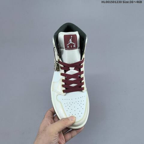 Jordan Air Jordan 1 Mid White Burgundy Cream Black EU 36-46 Basketball - Unisex (BS-67182)