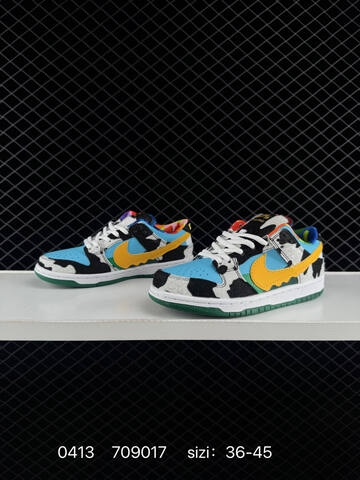 Nike SB Dunk Low Pro Ben Jerry s Chunky Dunky Blue Fury Chunky Dunky Cow Print Yellow Swoosh Green Outsole Multicolor Accents EU 36-45 Skate - Unisex (BS-72146)