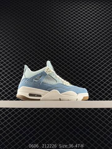 Jordan Air Jordan 4 Retro Denim Worn Blue Light Blue White Sail Brown Yellow EU 36-47 Basketball Shoe - Unisex (BS-81255)